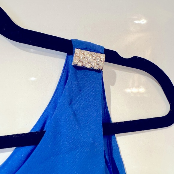 Sleeveless Ruffle Tiered Dress SIGNATURE Blue Rhinestone Detail Sz 18W - Picture 3 of 6